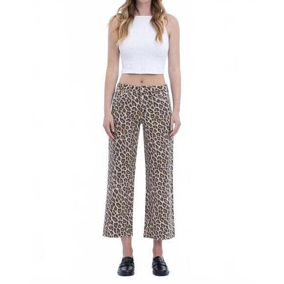 LOVERET Denim - NEW LOVERET wild leo high rise crop wide leg jeans in leopard